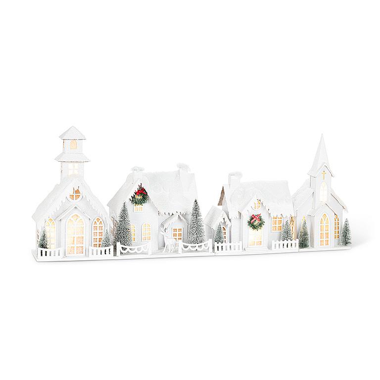Large Snowy House & Deer with LED | Putti Christmas Decorations