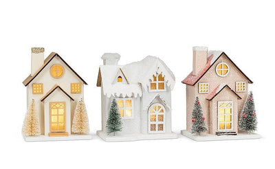 Small Glitter House with LED Lights  | Putti Christmas Decorations