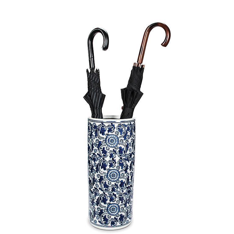 Umbrella Stand Indigo Patterned - Accessories - Abbot Collection - Putti Fine Furnishings Toronto Canada