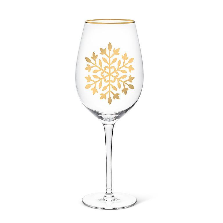 Gold Snowflake Wine Glass