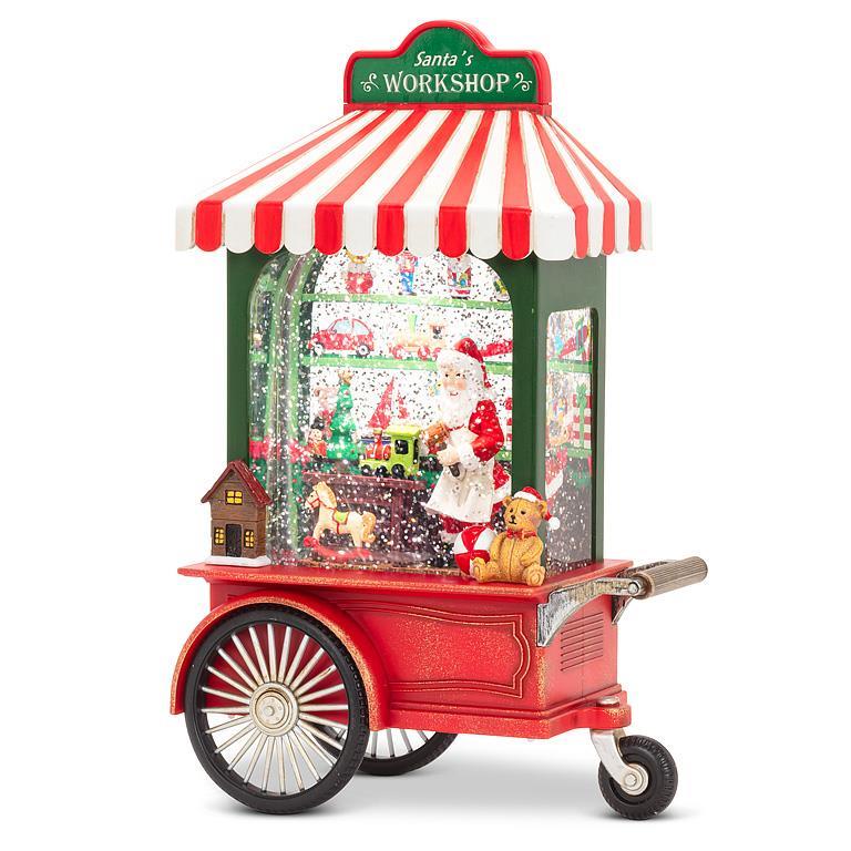 Santa Workshop Cart Glitter LED Lantern