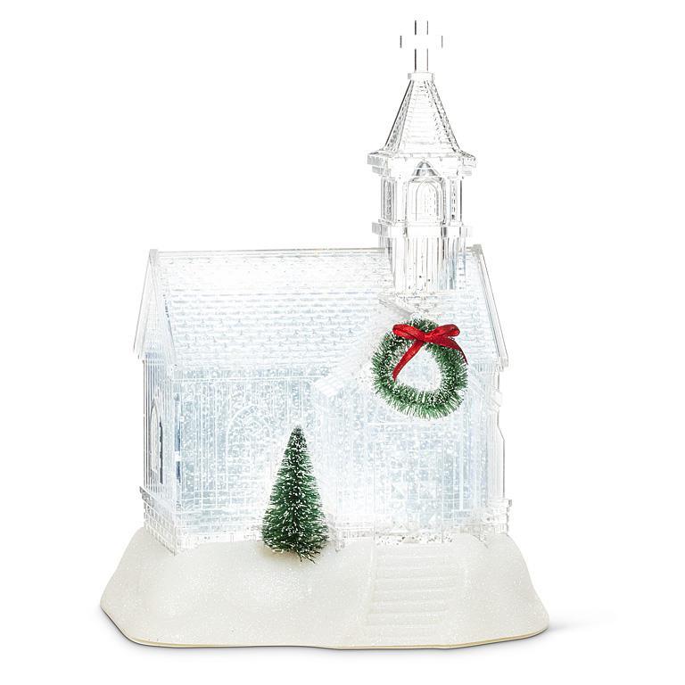Clear Church Shaped LED Glitter Lantern