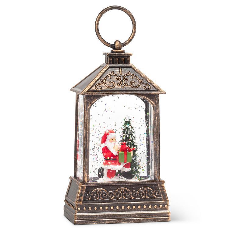 Santa in Small Glitter LED Lantern | Putti Christmas
