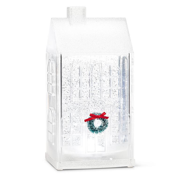 Clear Tall House LED Glitter Lantern | Putti Christmas Decorations