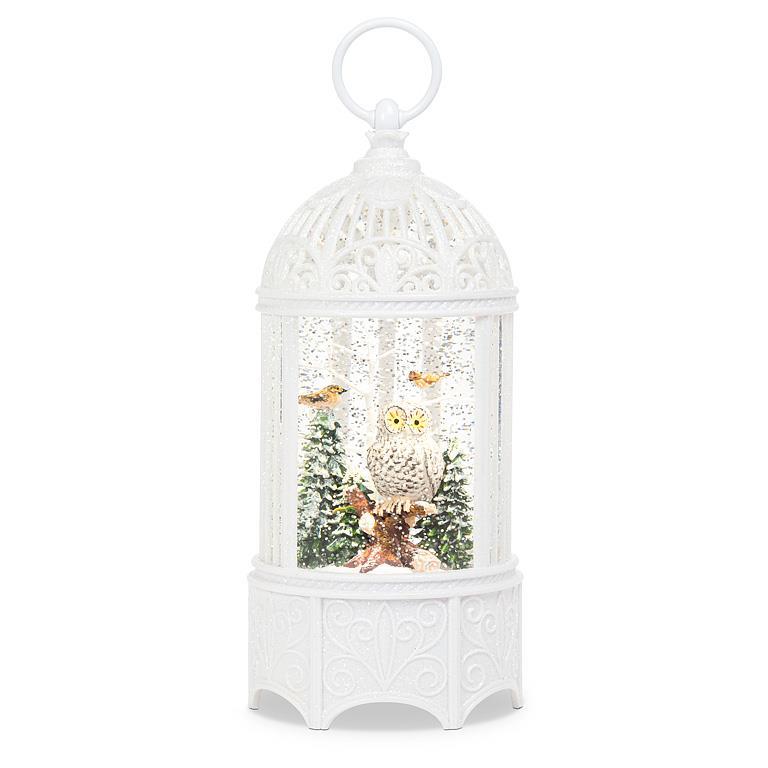 Owl & Birds in Cage Glitter LED Lantern | Putti Christmas Celebrations