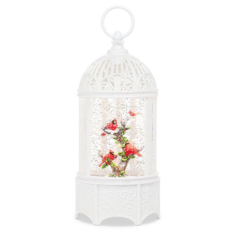 Cardinals in Cage Glitter LED Lantern | Putti Christmas Celebrations