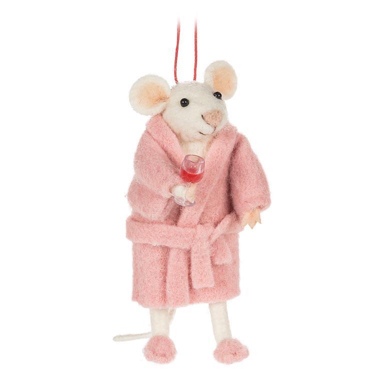 Bathrobe and Slippers Mouse Ornament | Putti Christmas Decorations