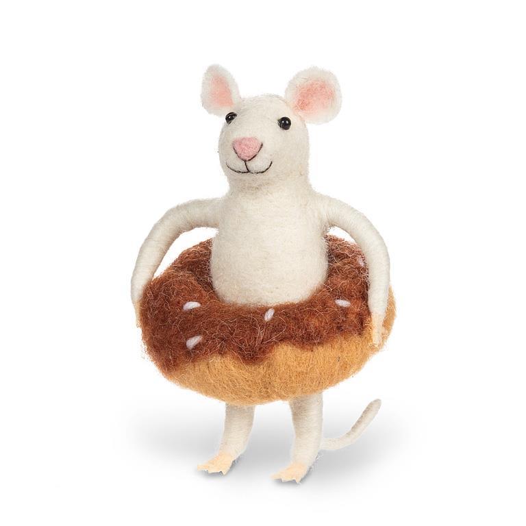 Standing Mouse "Donut Donald" Felt Ornament