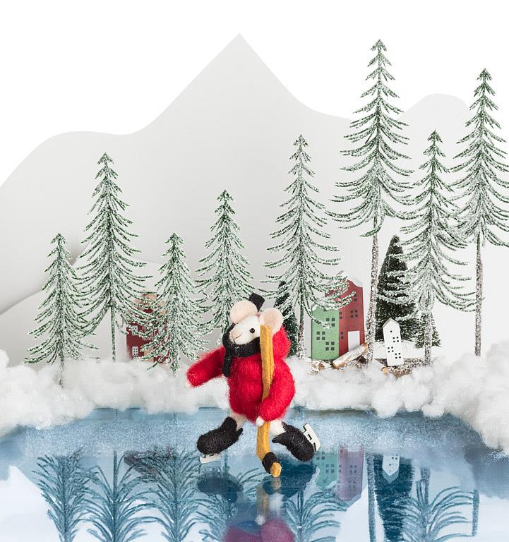 Hockey Mouse Felt Ornament | Putti Christmas Decorations
