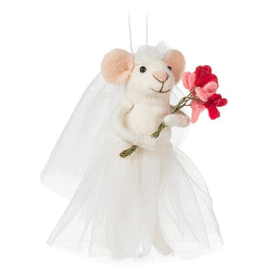 Bride Mouse Ornament with Flowers  | Putti
