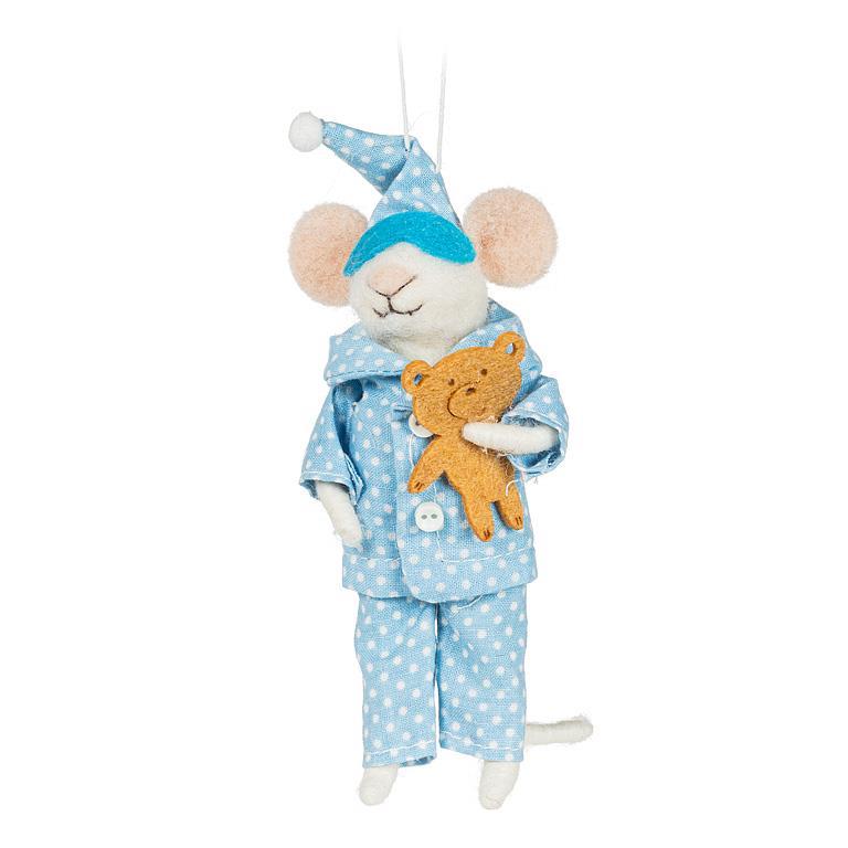 Pajama Mouse with Teddy Ornament | Putti