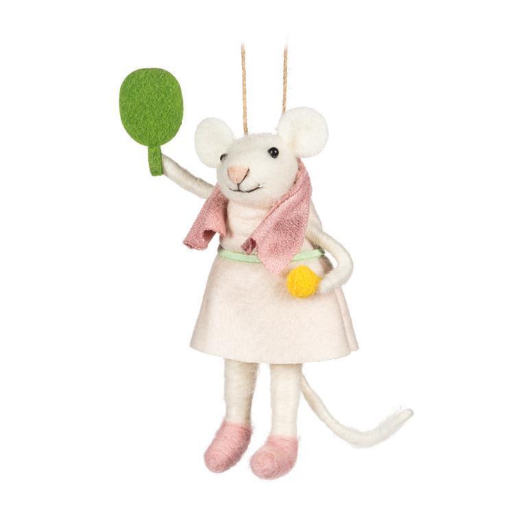 Pickleball Mouse Ornament with Racquet & Towel | Putti