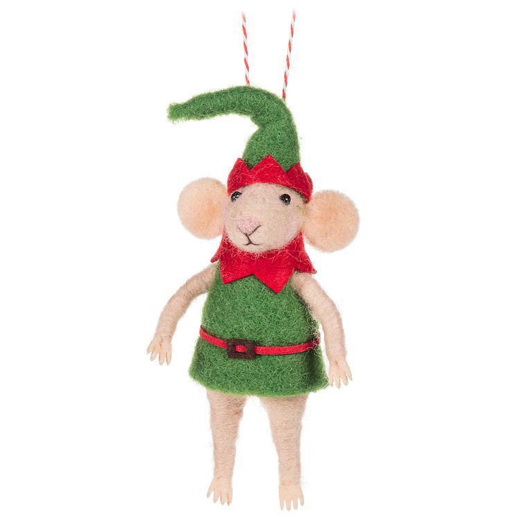 Elf Mouse Felt Ornament | Putti Christmas Decorations