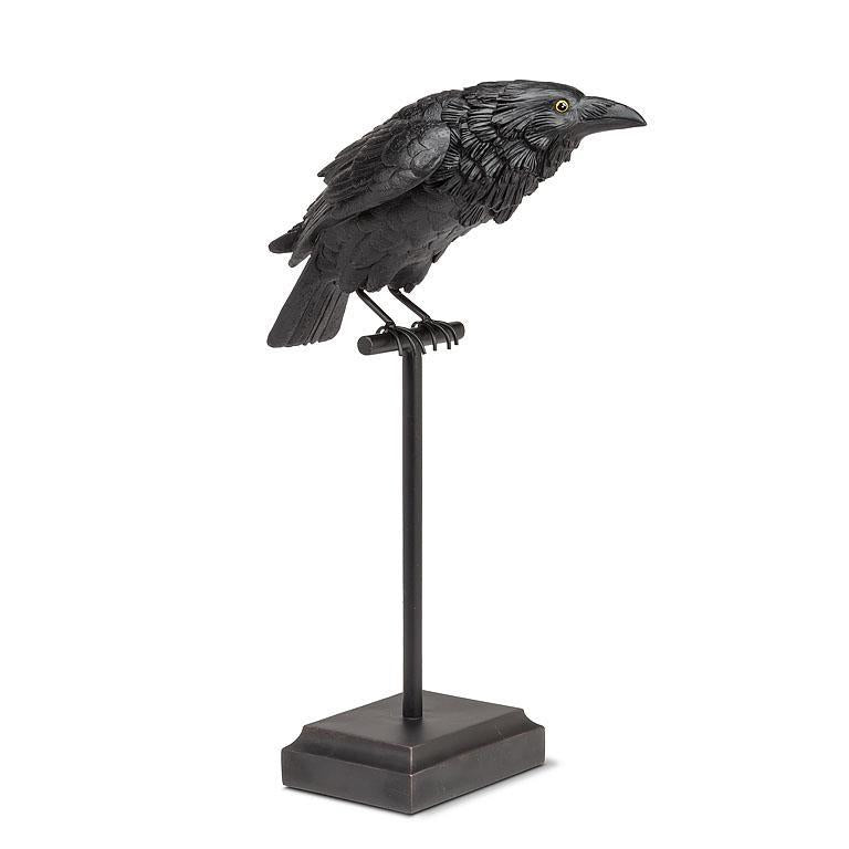 Large Crow on Perch | Putti Halloween Decoration