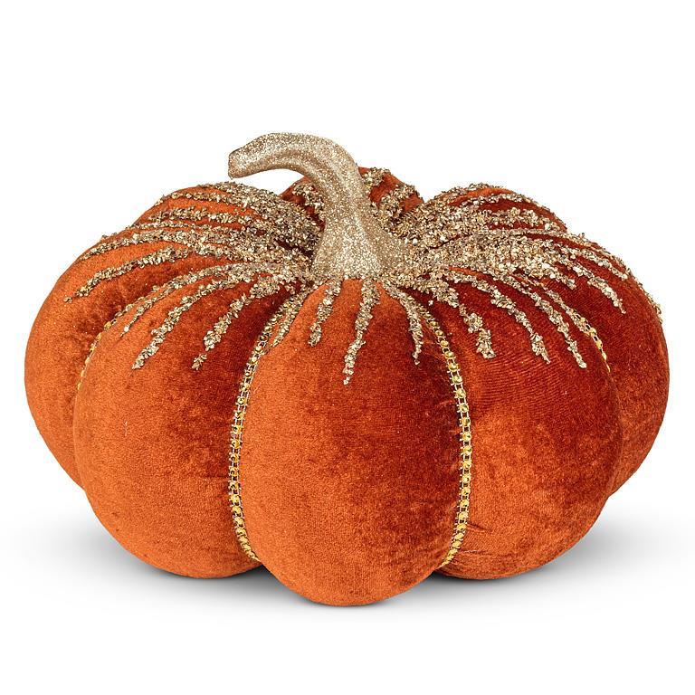 Large Dark Orange Pumpkin with Glitter | Putti Fine Furnishings Canada