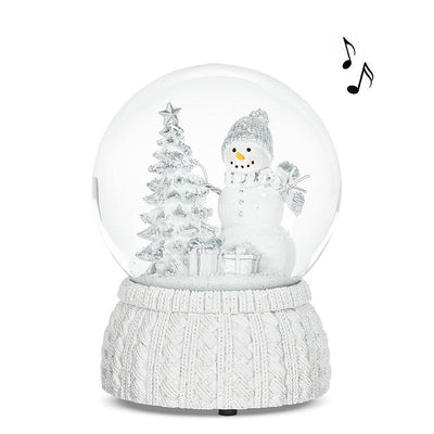 White Snowman & Tree Musical Snow Globe | Putti Christmas Celebrations