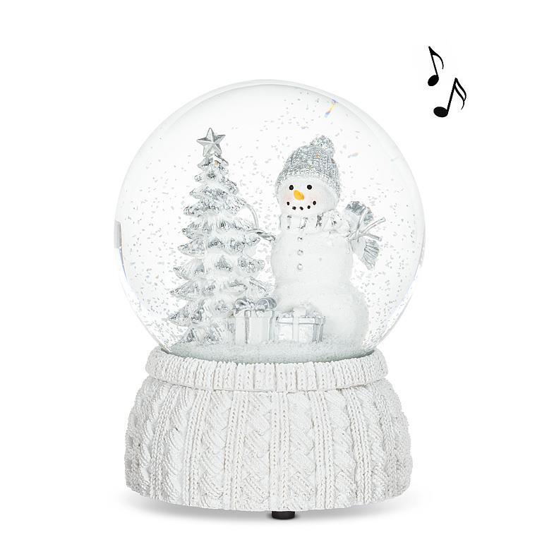 White Snowman & Tree Musical Snow Globe | Putti Christmas Celebrations