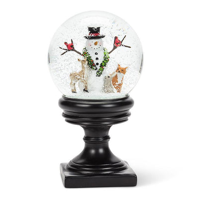 Snowman with Animals Pedestal Snow Globe | Putti Christmas Decorations