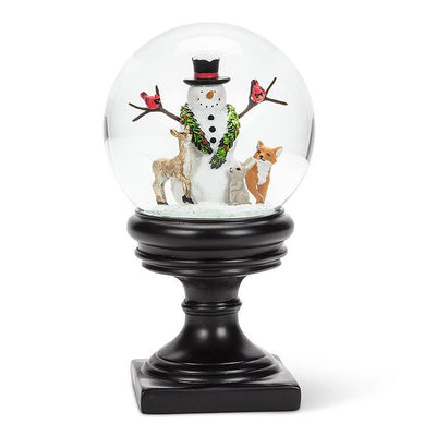 Snowman with Animals Pedestal Snow Globe | Putti Christmas Decorations