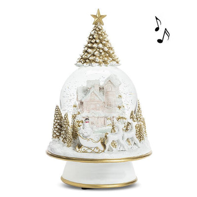 Large Village Pedestal Snow Globe with Music | Putti Christmas Celebrations