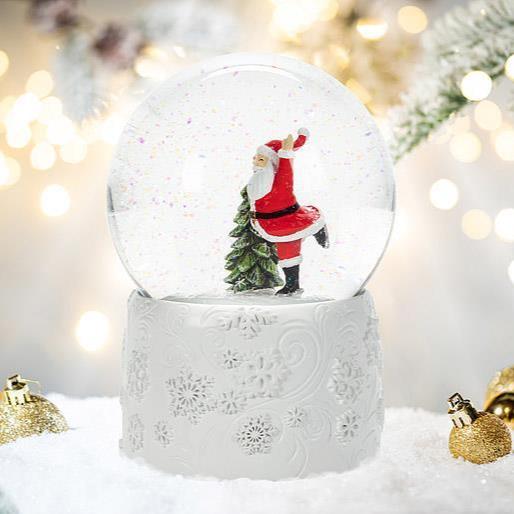 Medium Skating Santa Snow Globe with Music | Putti Christmas