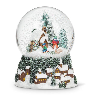Cabin & Skiers Snow Globe