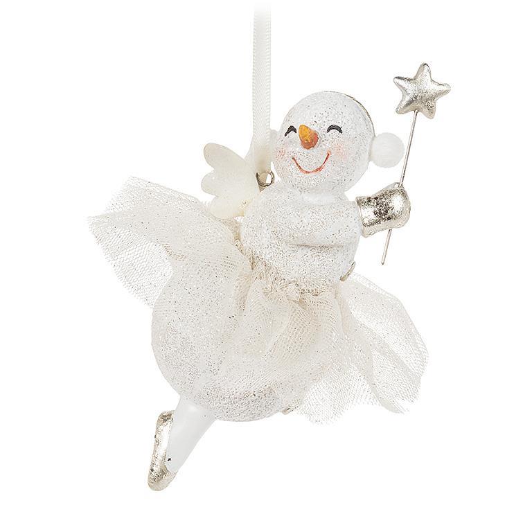 Dancing Snowman Ornament - White