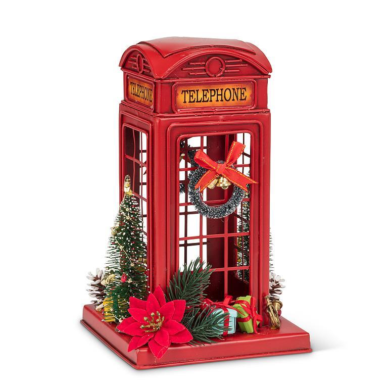 Telephone Booth withTree & Gifts - Red | Putti Christmas Decor