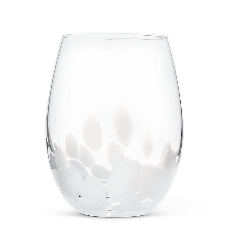 White Dots Stemless Wine Glass | Putti Fine Furnishings 