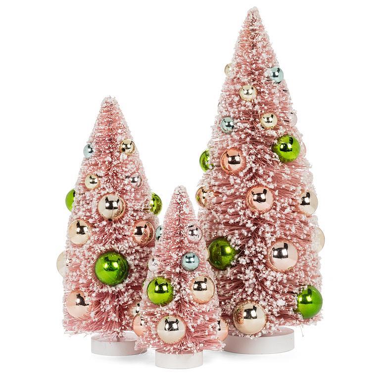 Pink Cone Tree with Balls - Large | Putti Christmas Decor