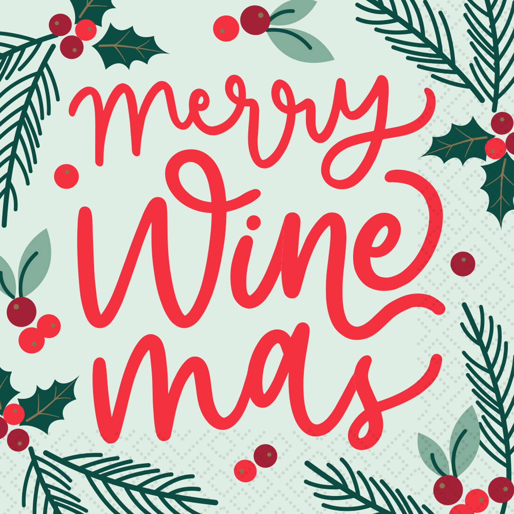 "Merry Wine Mas" Holiday Cocktail Napkin