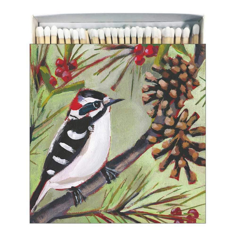 "Winter Bird Muse" Chickadee Decoative Square Match Box