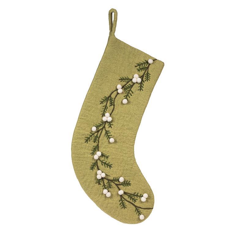 Green Mistletoe Stocking