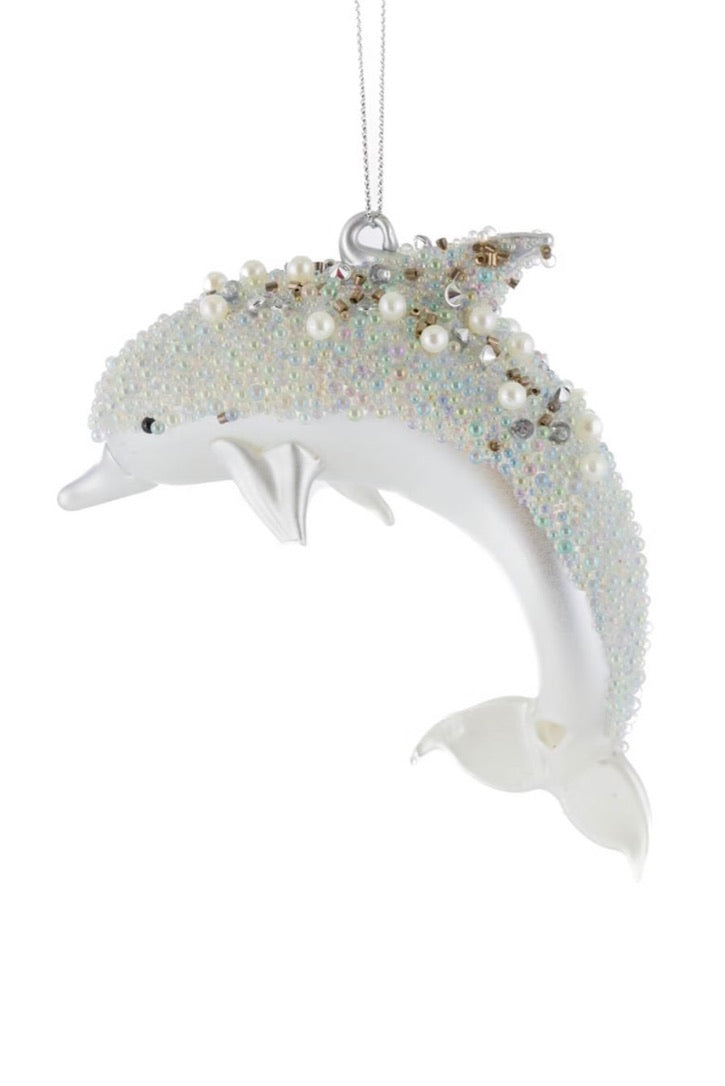 Silver Dolphin Glass Ornament
