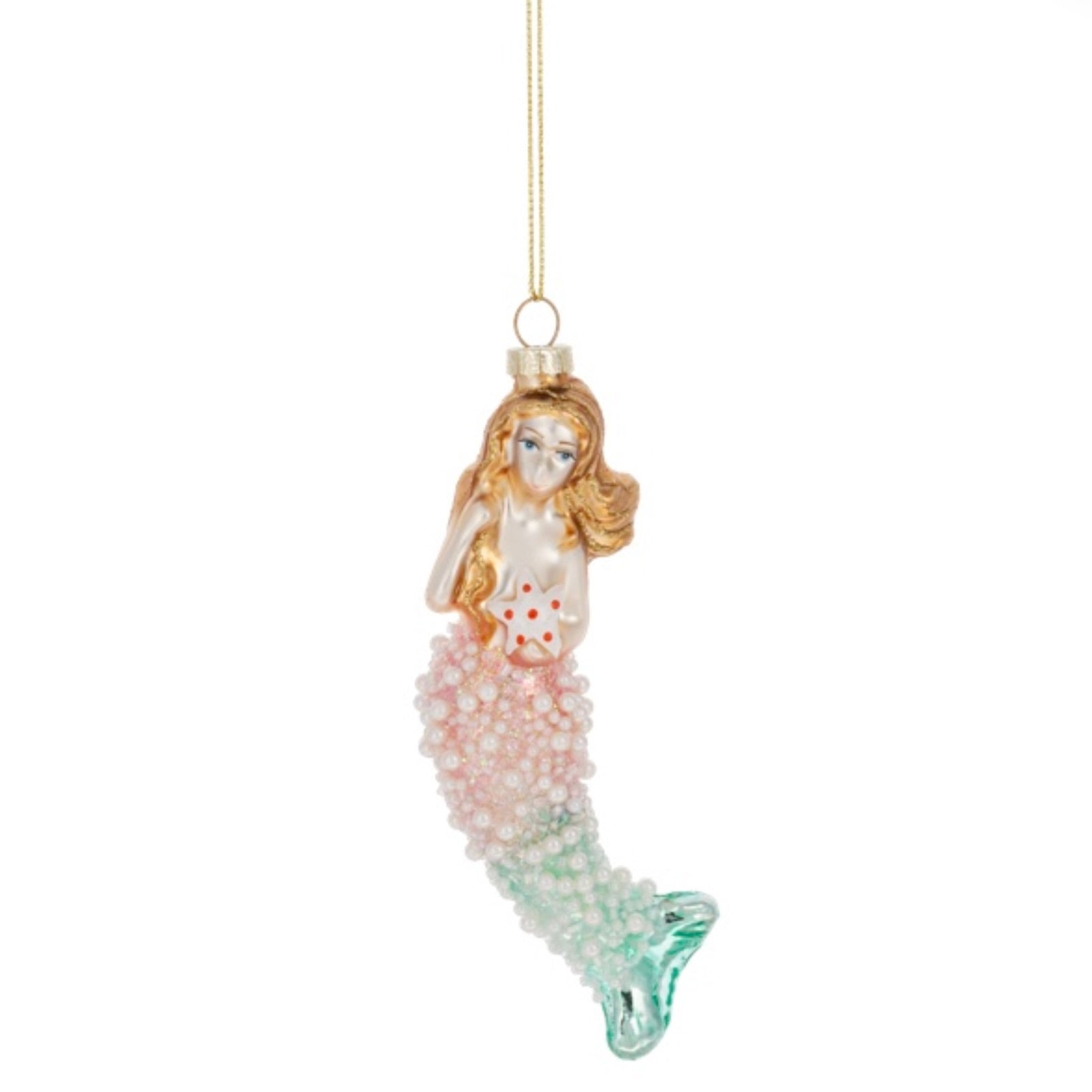 Mermaid Beaded Glass Ornament