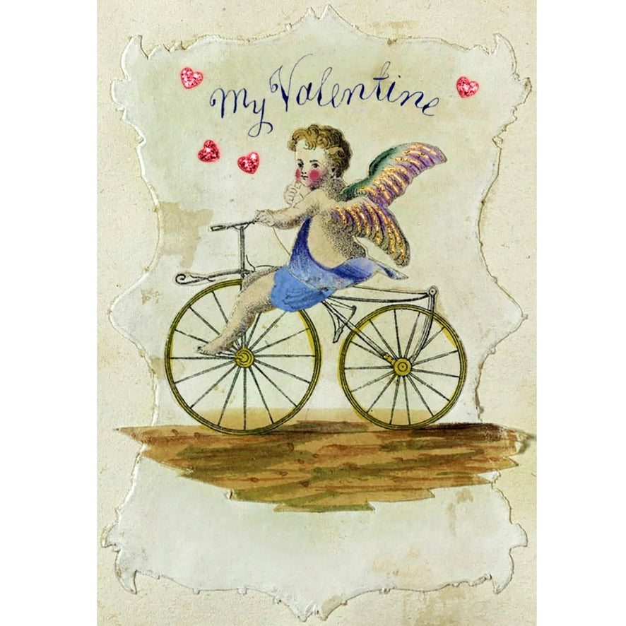 Cherub on Bicycle Greeting Card