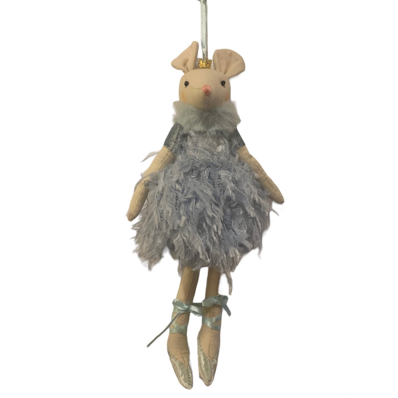 Fabric Mouse Ballerina with Blue Skirt Hanging Ornament