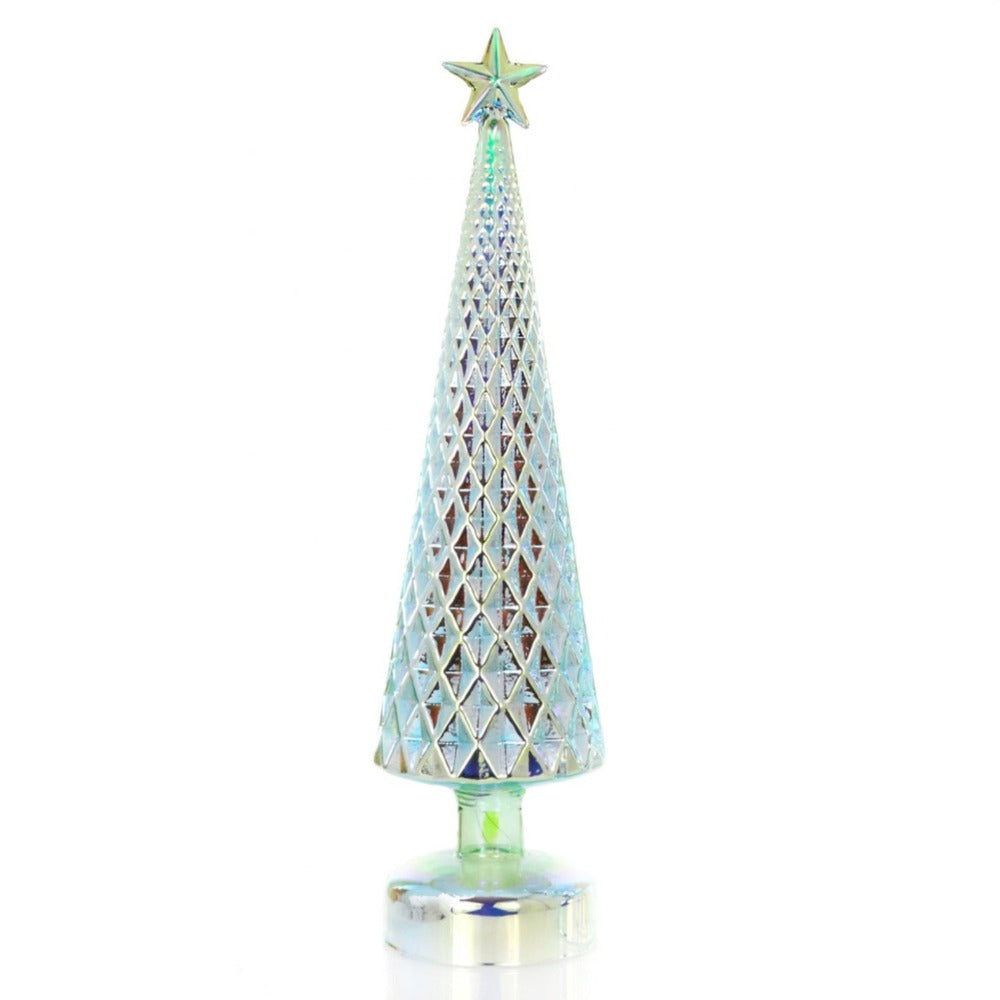 Large Iridescent Lit Glass Tree - Green | Putti Christmas Decorations
