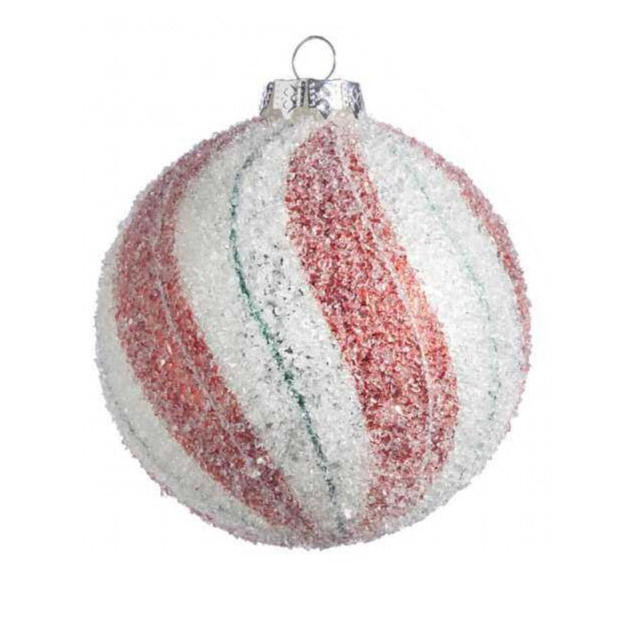 Iced Peppermint Swirl Ball Ornament | Putti Christmas