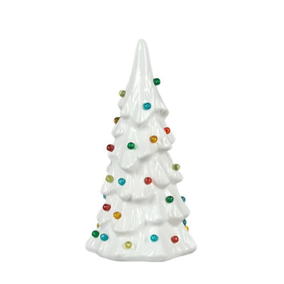 Tall White Retro Style Ceramic Tree with Lights - Small