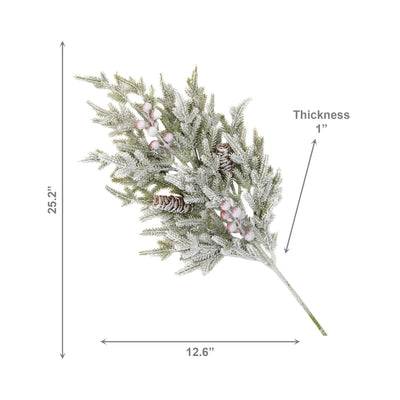 Flocked Cedar with Pinecones and Berries Spray