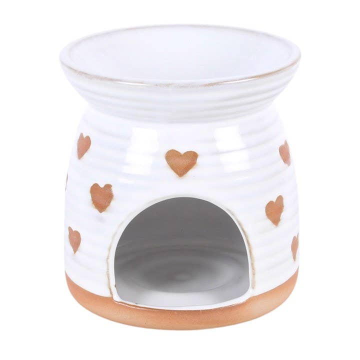 Beige Heart Print Oil Burner
