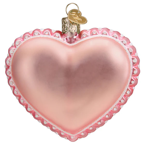 Old World Christmas Baby Girl's Footprint Heart Ornament