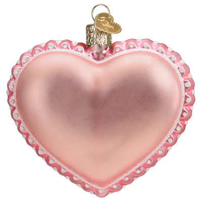 Old World Christmas Baby Girl's Footprint Heart Ornament