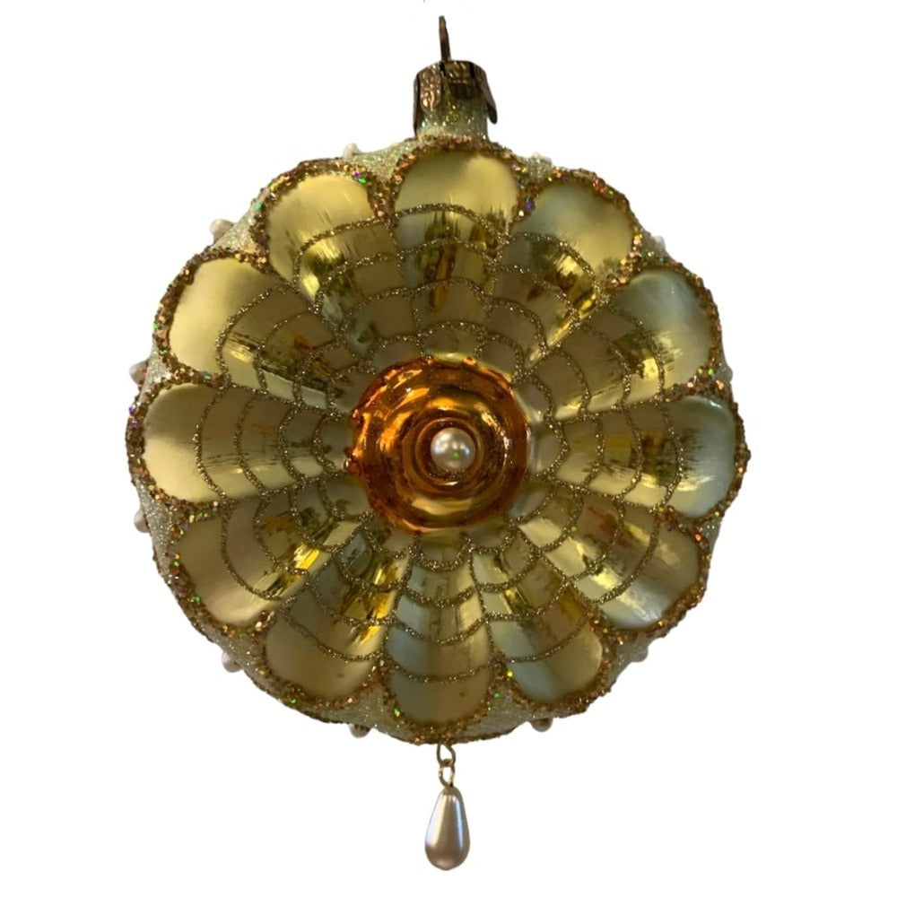 Green Reflector Glass Disc Ornament - Green | Putti Christmas