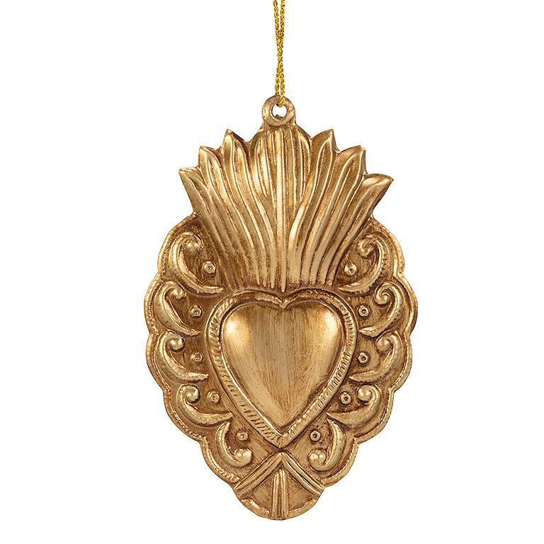Scallop Edge Flame Heart Ornament-Small