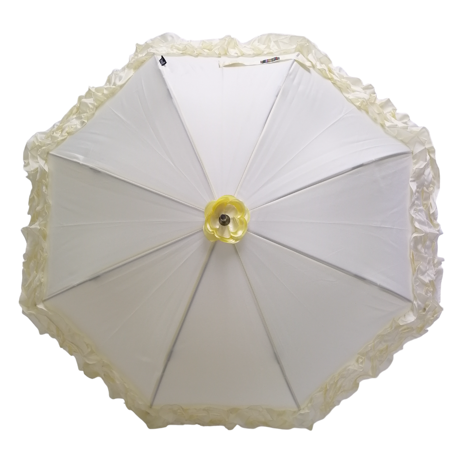 Triple Frill Stick Auto Umbrella Beige