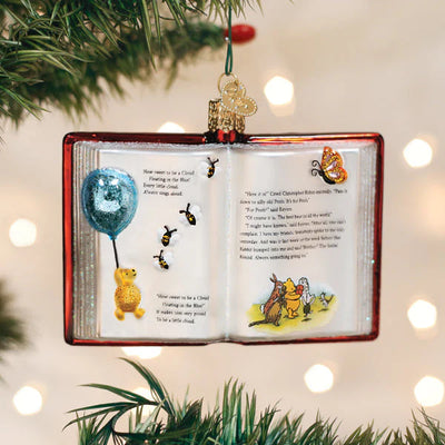 Old World Christmas Winnie the Pooh Book Glass Ornament