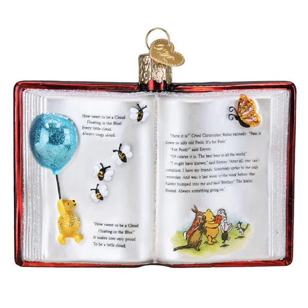 Old World Christmas Winnie the Pooh Book Glass Ornament