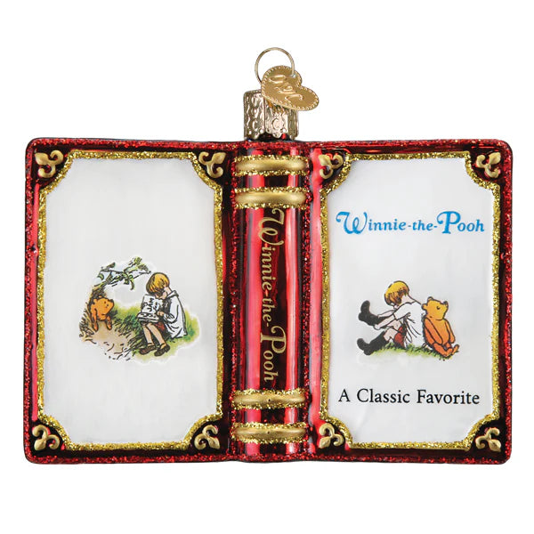 Old World Christmas Winnie the Pooh Book Glass Ornament